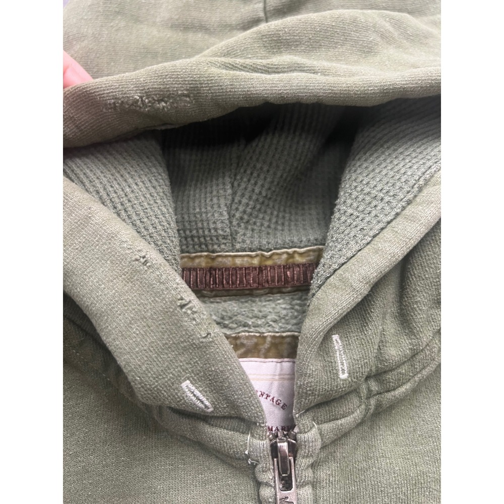 Abercrombie & Fitch Full Zip Hoodie Womens L Olive Green Vintage Y2K Waffle Hood - Picture 5 of 7